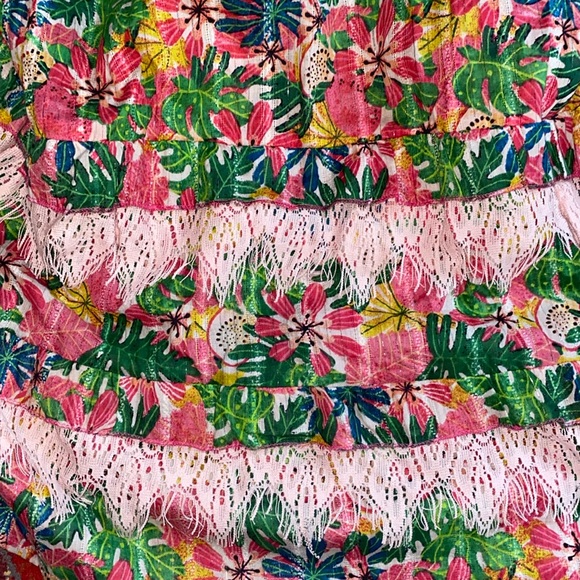 Kitsch & Pop Paris Edition Strapless Colorful Tropical Floral Maxi Dress L - Picture 11 of 13